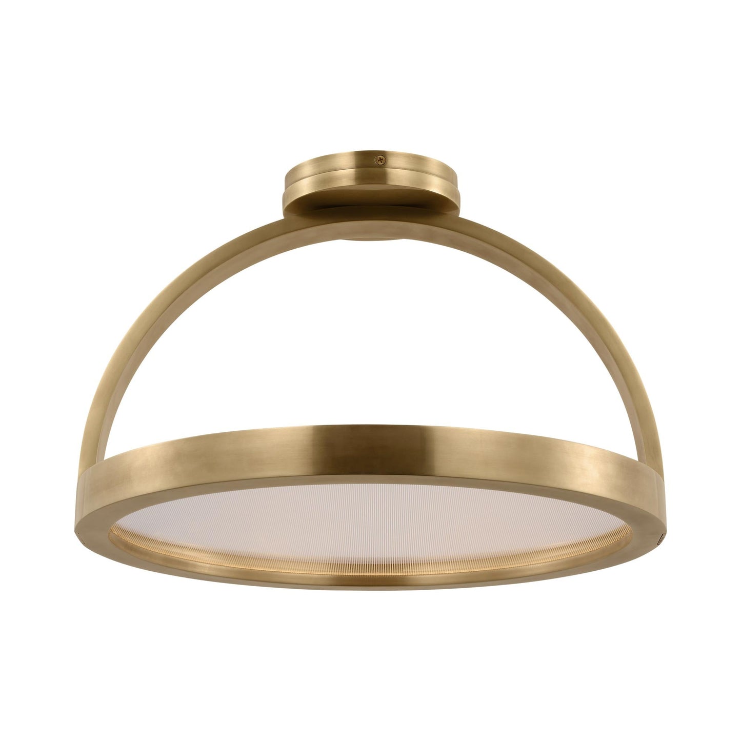 Cerne LED Semi Flush Mount Ceiling Light in Natural Brass.