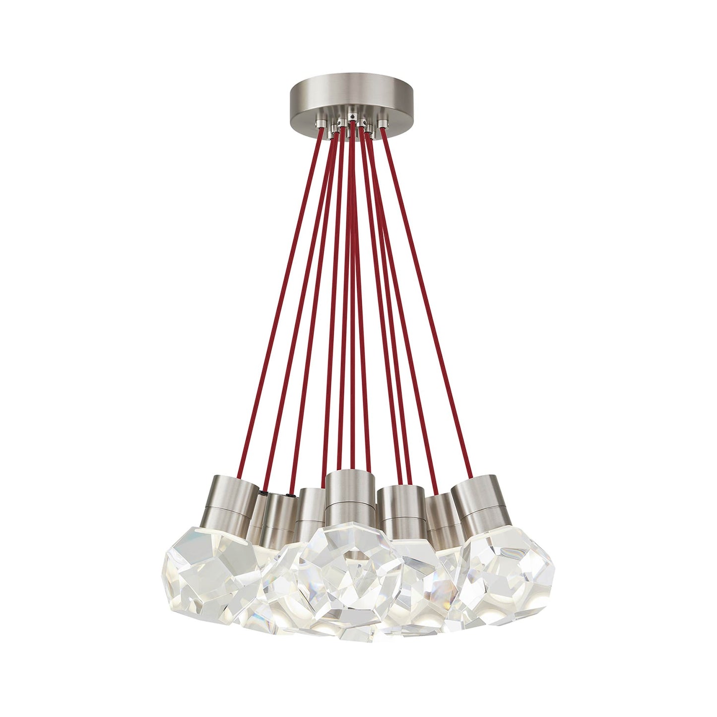 Kira LED Multi Light Pendant Light in Satin Nickel/Red (11-Light).