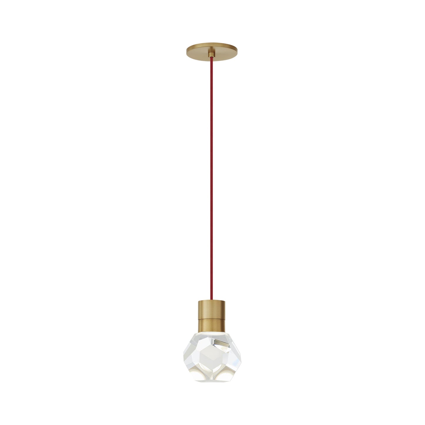 Kira LED Pendant Light in Natural Brass (Red Cord).