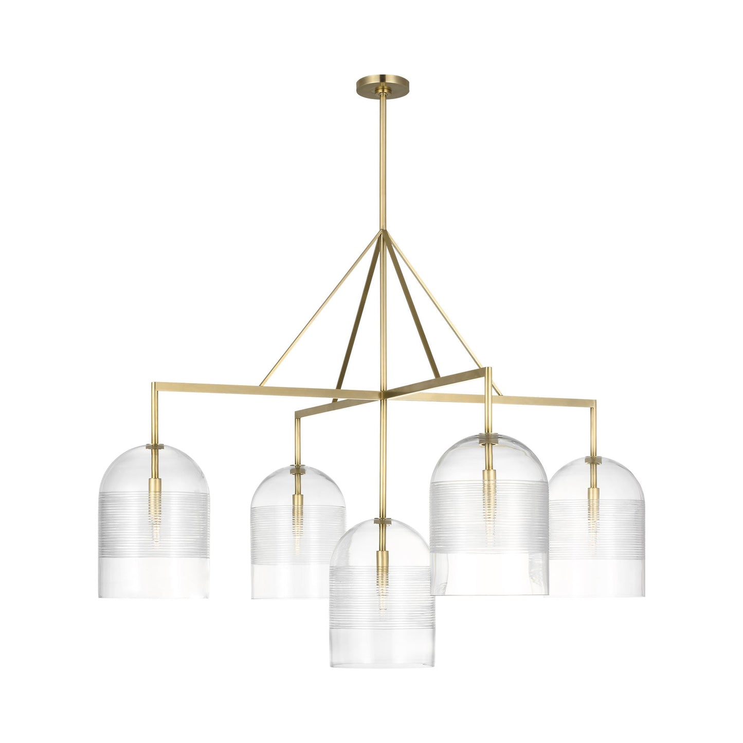 Leano Chandelier in Hand-Rubbed Antique Brass.