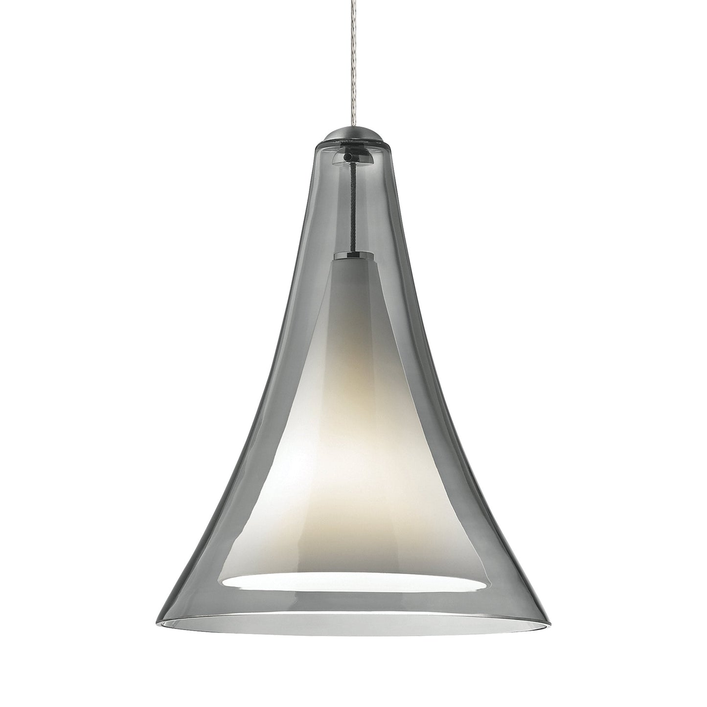 Melrose II Low Voltage Pendant Light in Satin Nickel/Smoke.