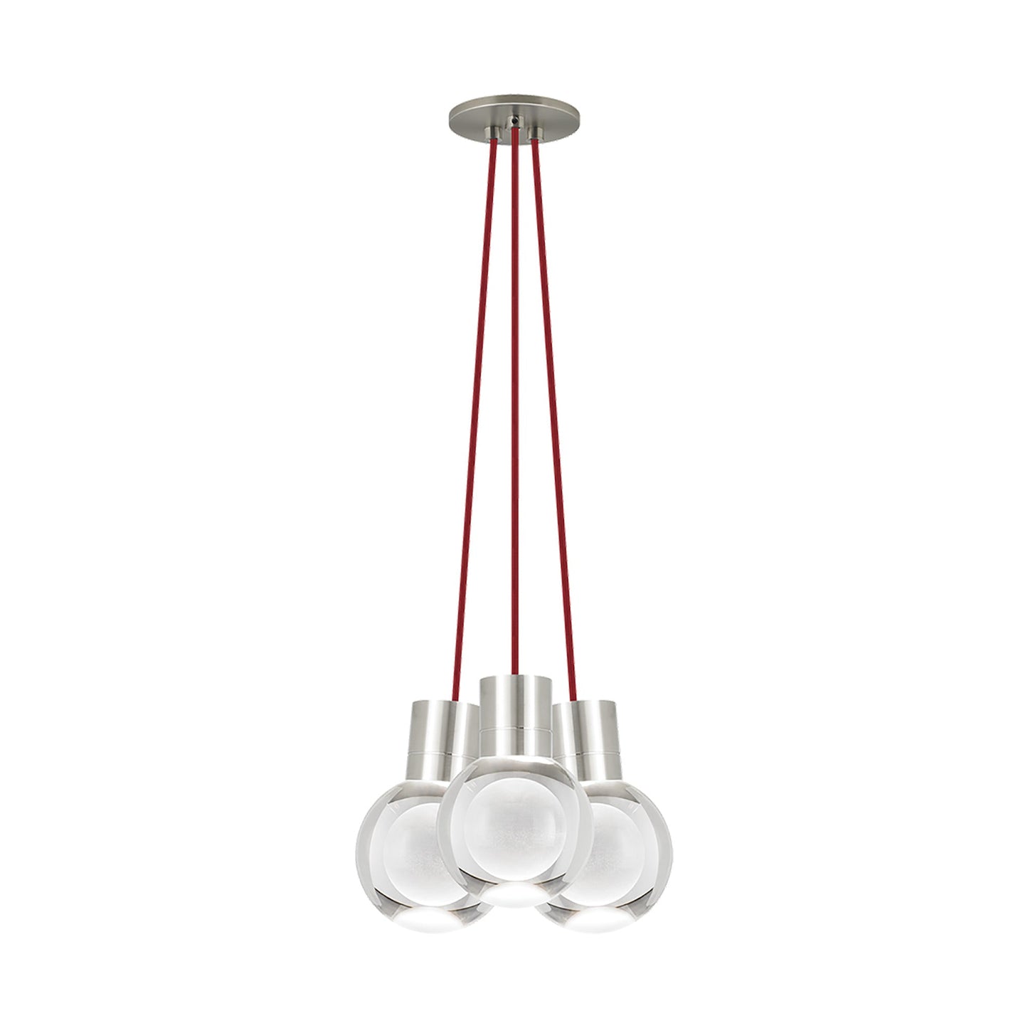 Mina 3-Light LED Pendant Light in Satin Nickel (Red).