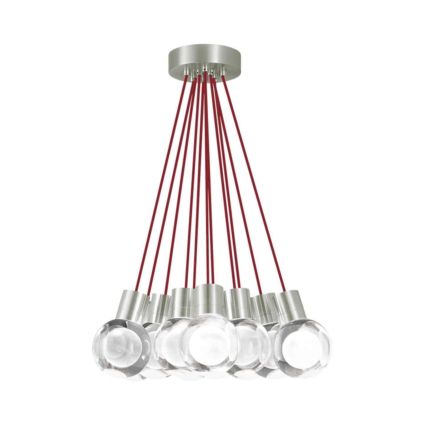 Mina LED Multipoint Pendant Light in Satin Nickel (Red).