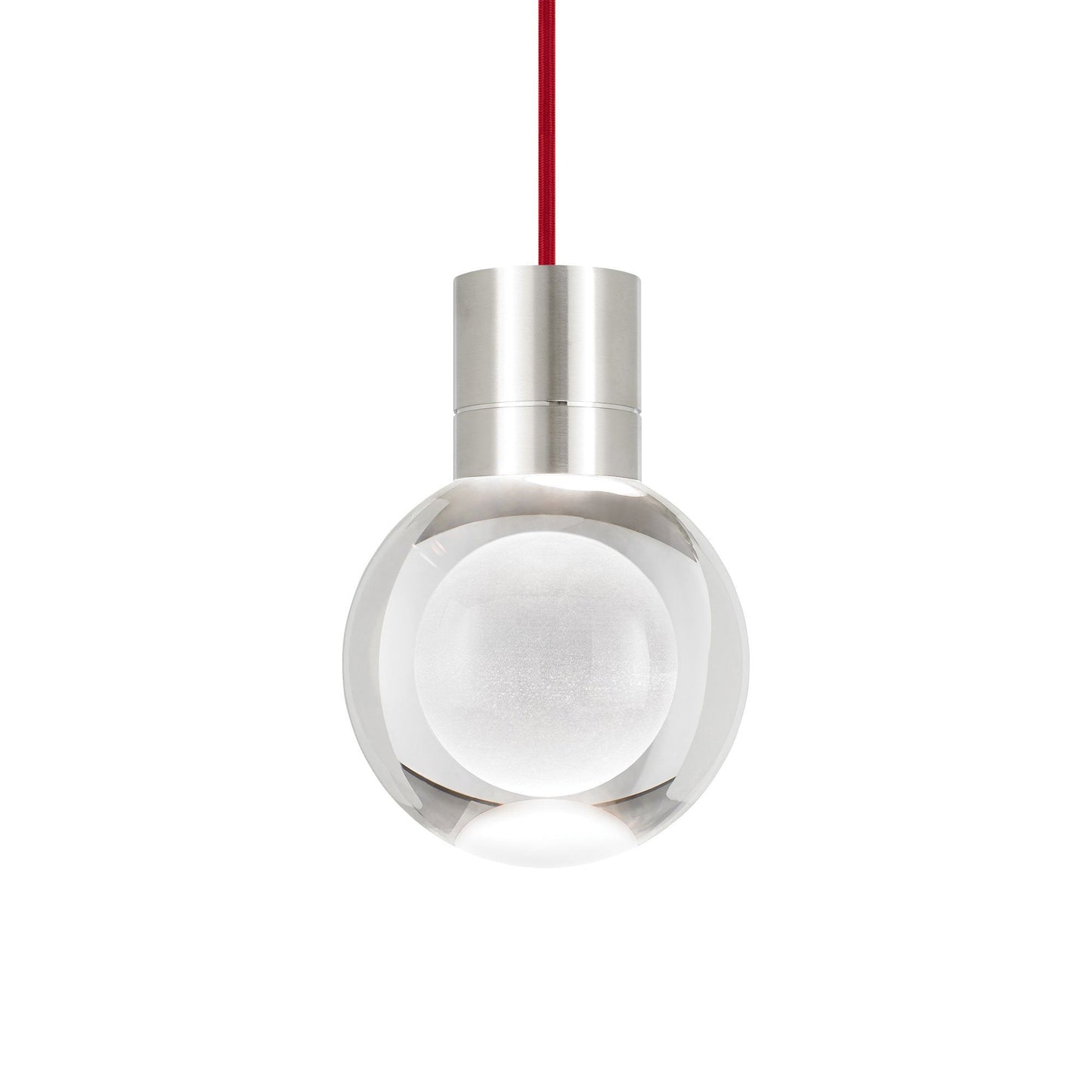 Mina Single LED Pendant Light in Satin Nickel (Red).