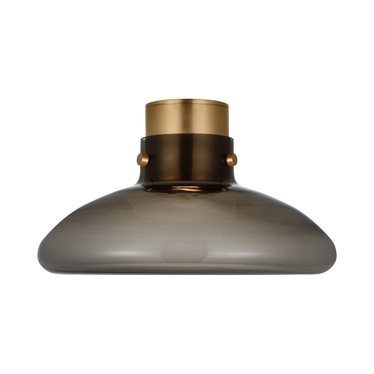 Morgan LED Flush Mount Ceiling Light in Hand-Rubbed Antique Brass (Smoke Glass).