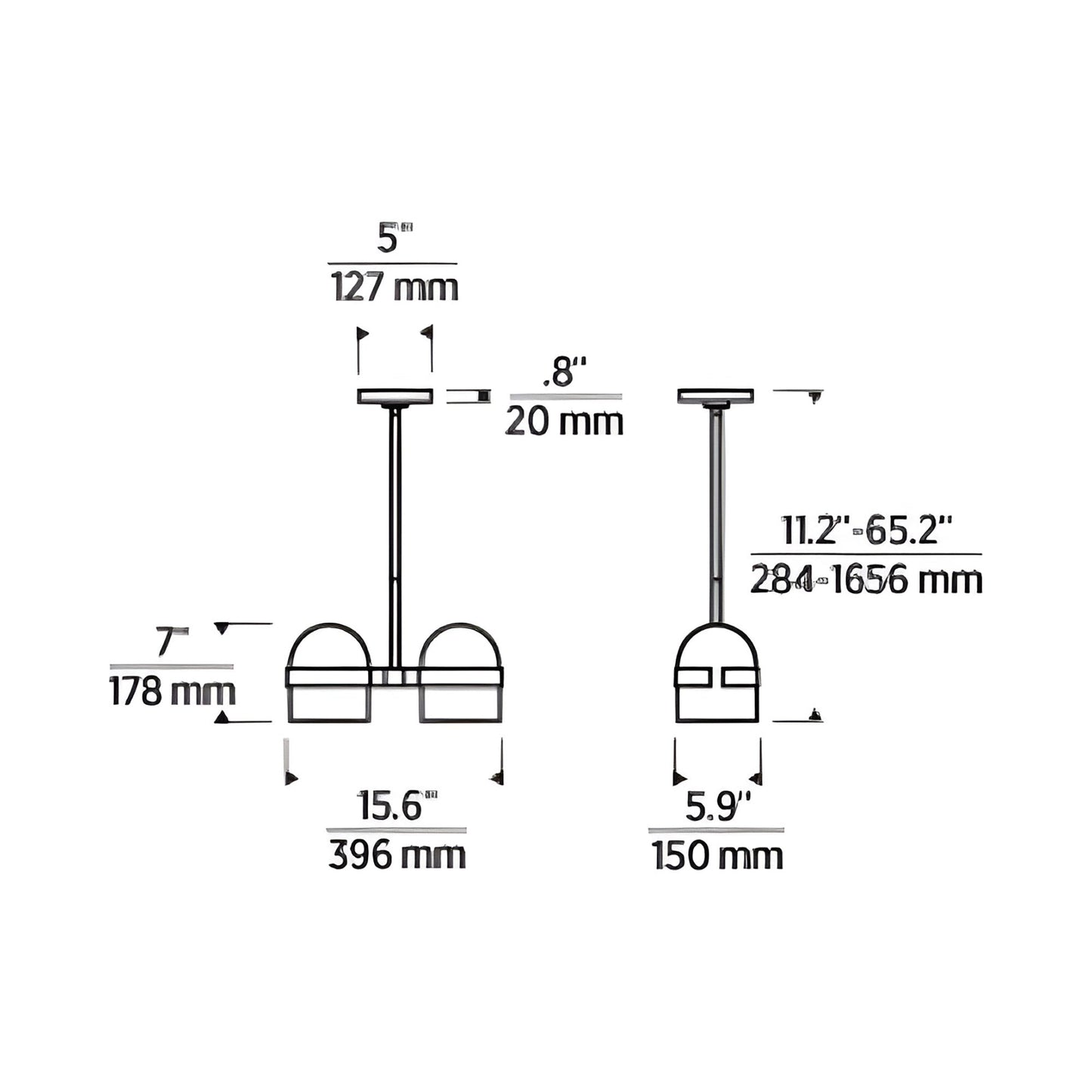 Octavia LED Pendant Light - line drawing.