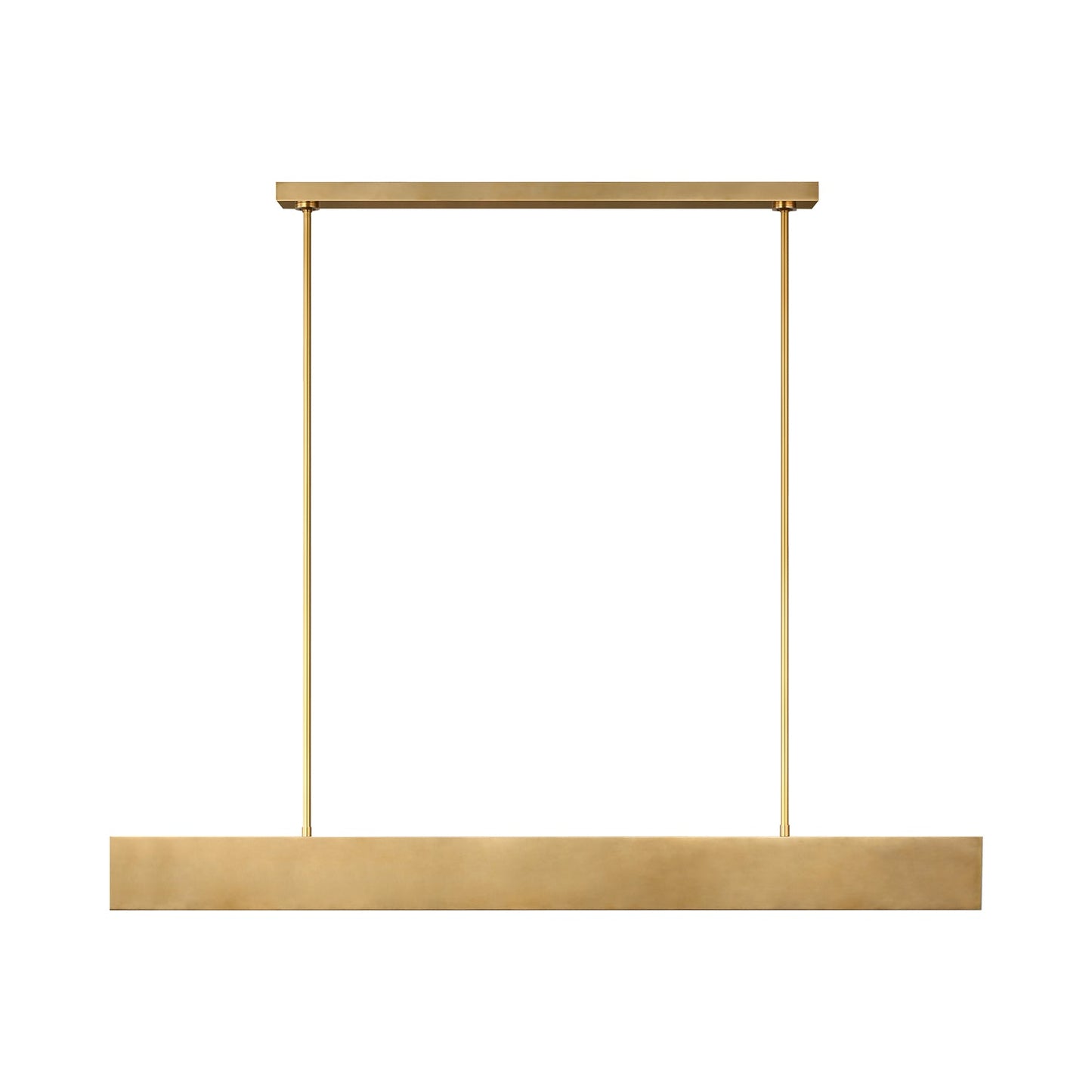 Pench Tapered LED Linear Chandelier in Natural Brass.