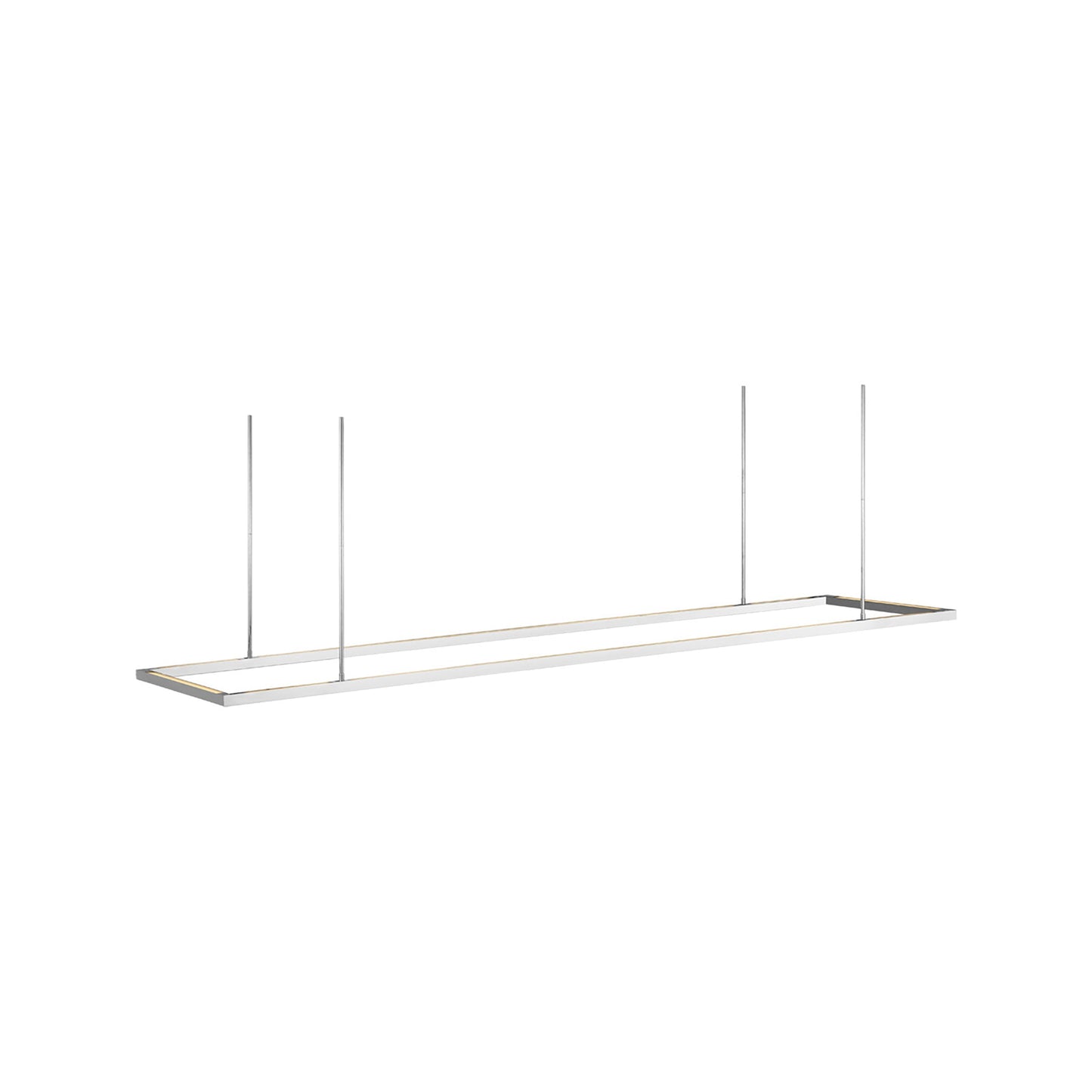 Stagger Halo LED Linear Pendant Light in Polished Stainless Steel (84-Inch/Down).