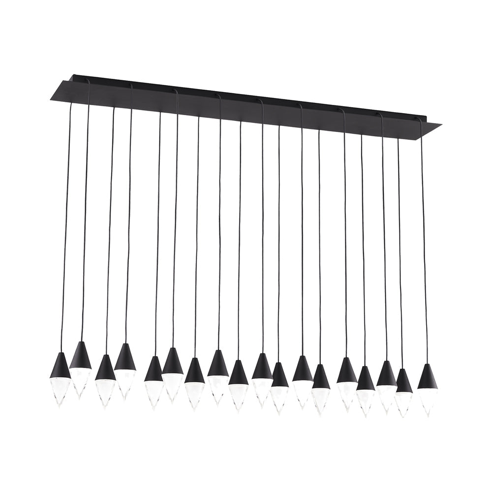 Turret LED Chandelier in Nightshade Black (27-Light/Rectangular).