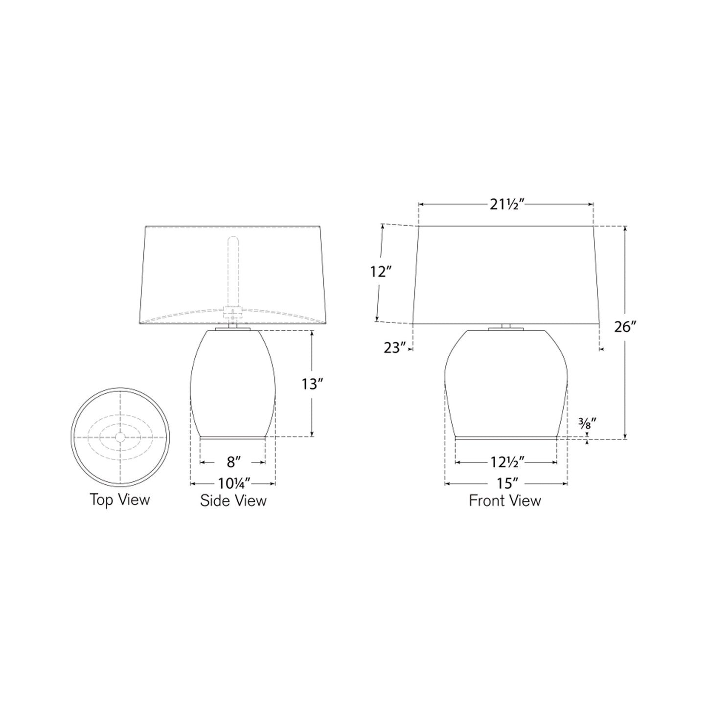 1969 LED Table Lamp - line drawing.