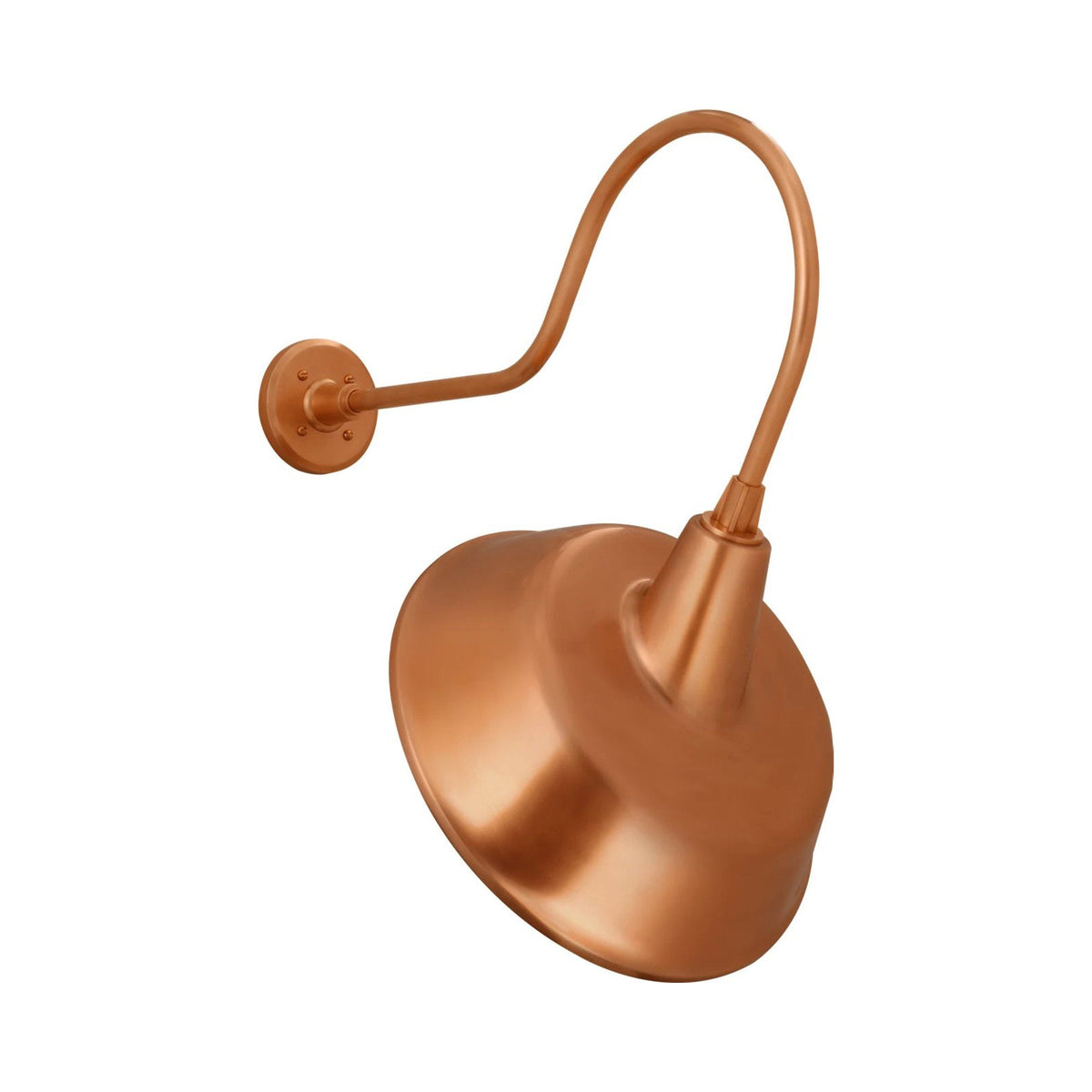 Academy Angled Flynn Barn Outdoor Wall Light in Soft Copper (16-Inch Soft Copper Tilted Bowers Shade).