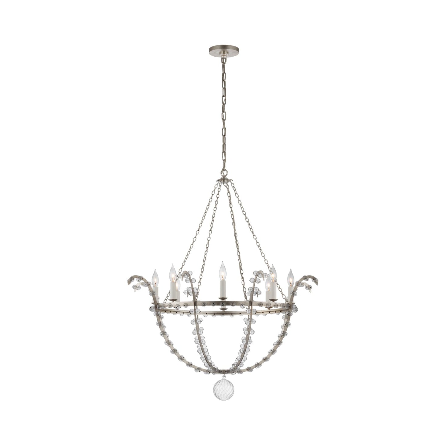 Alonzo Chandelier in Burnished Silver Leaf.