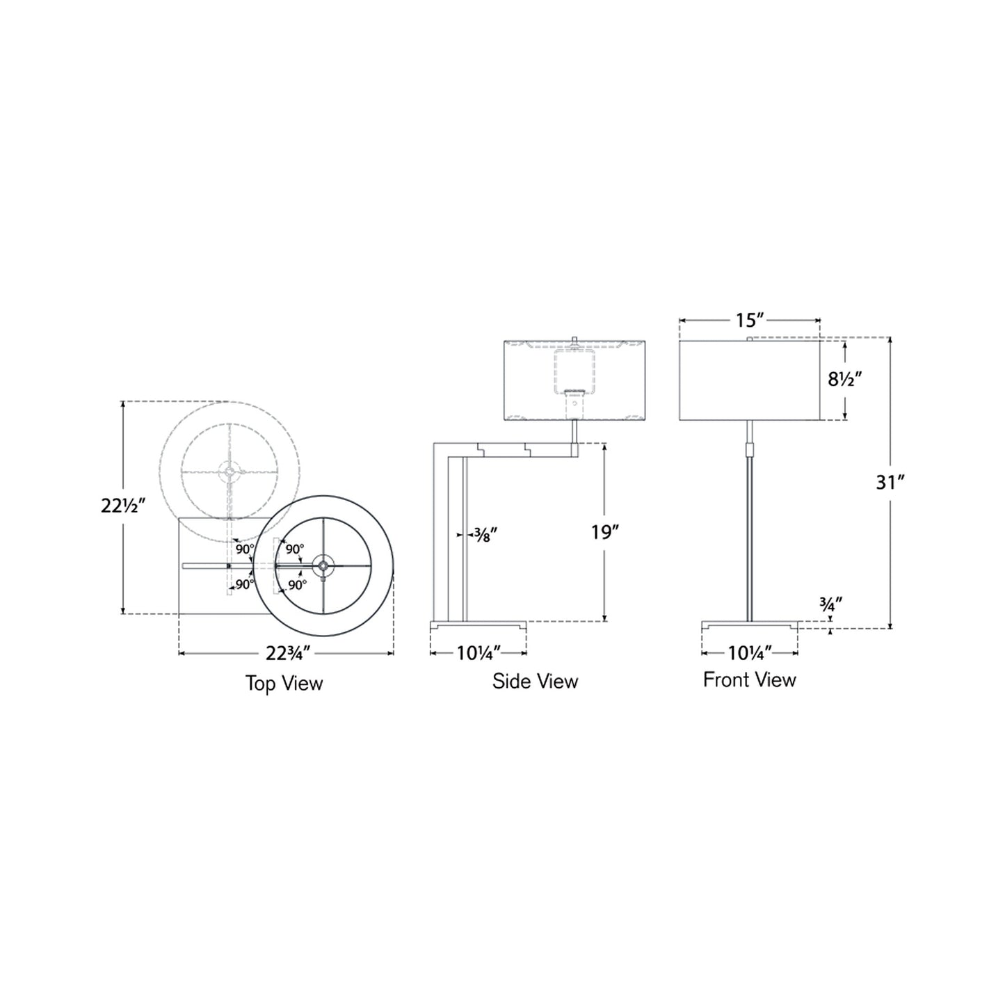 Amell Table Lamp - line drawing.