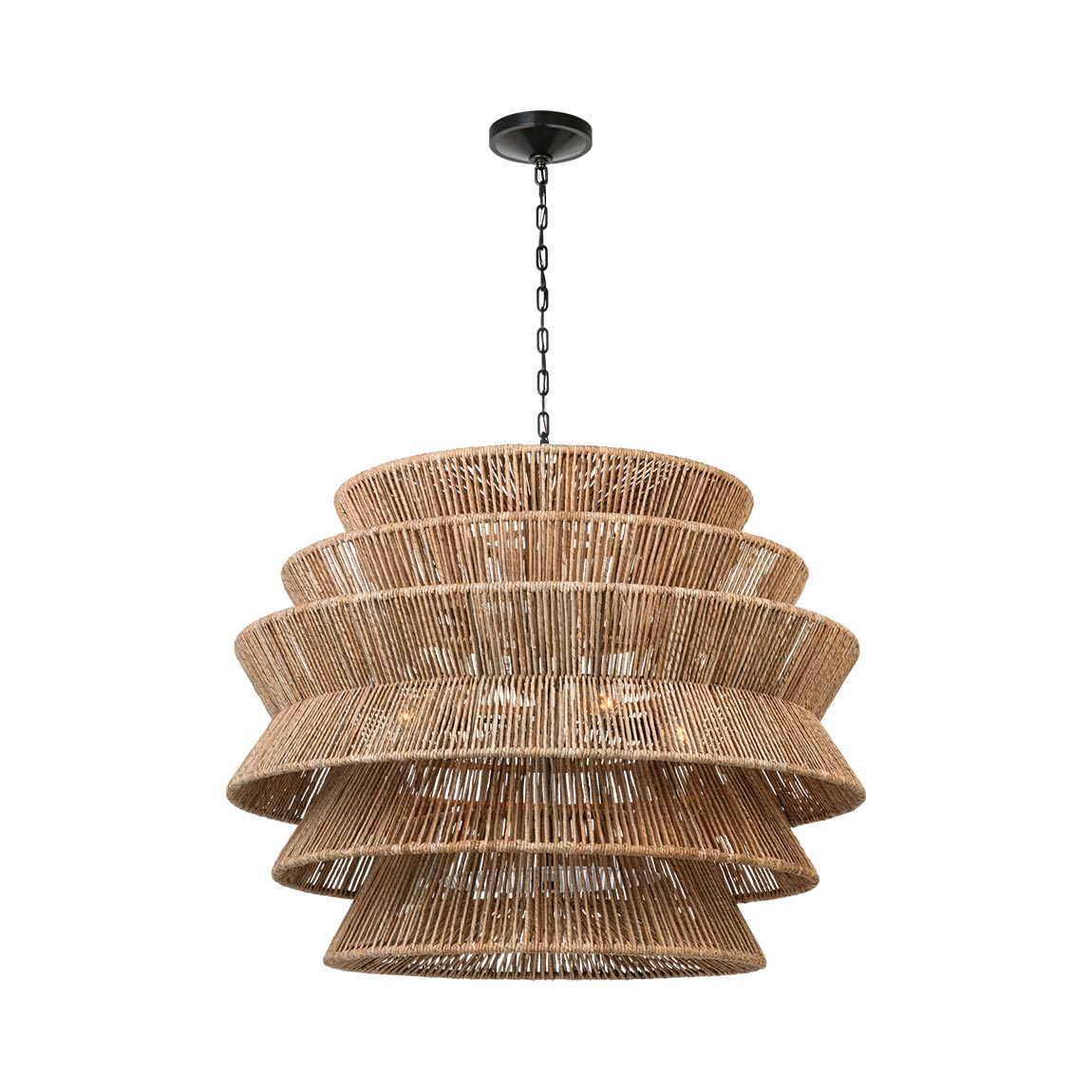 Antigua Chandelier in Bronze and Natural Abaca (X-Large).