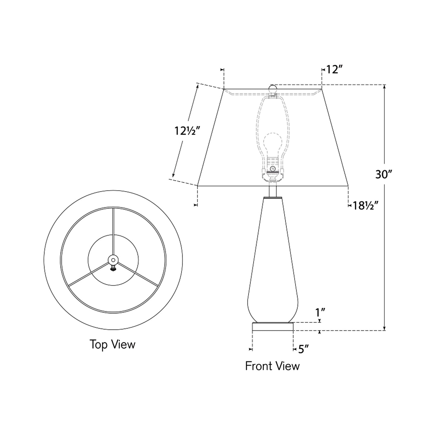 Aris Table Lamp - line drawing.