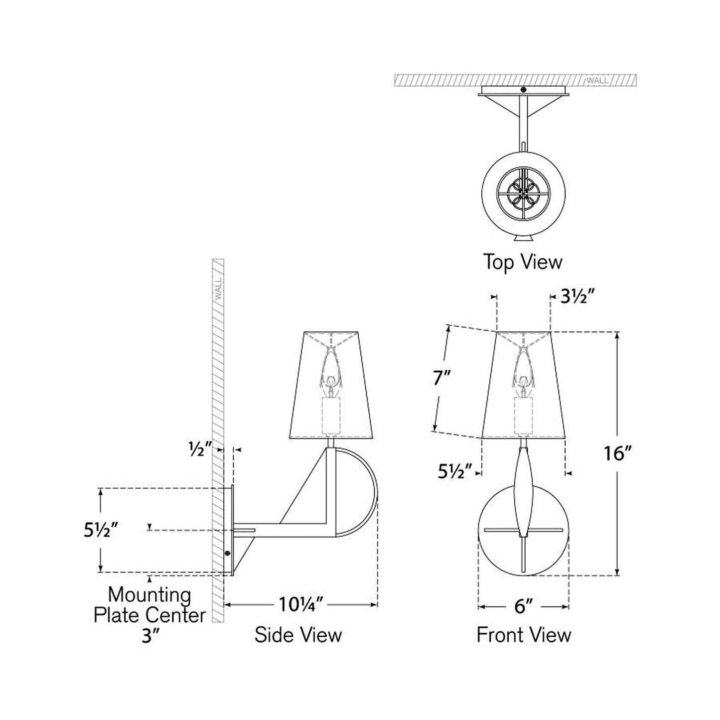 Auxerre Wall Light - line drawing.