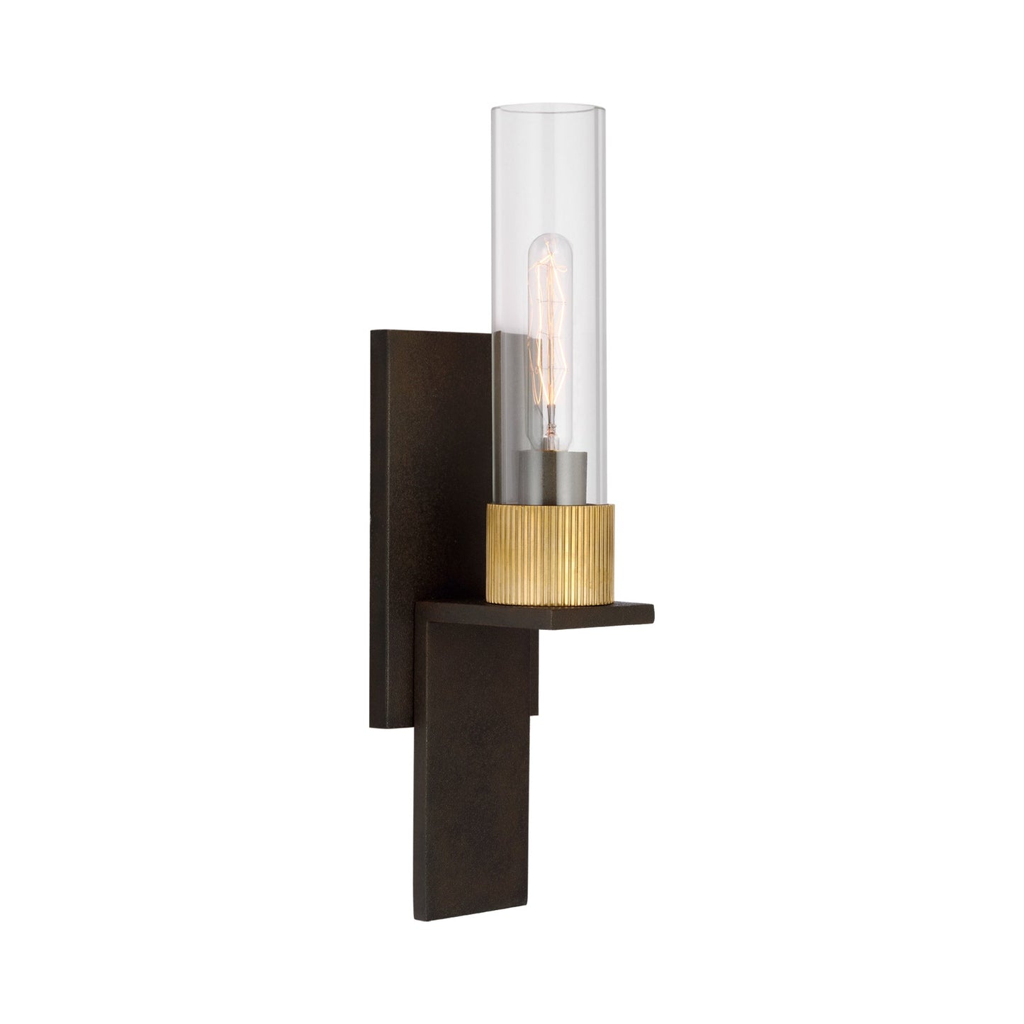 Beza Bath Wall Light in Warm Iron/Antique Brass.