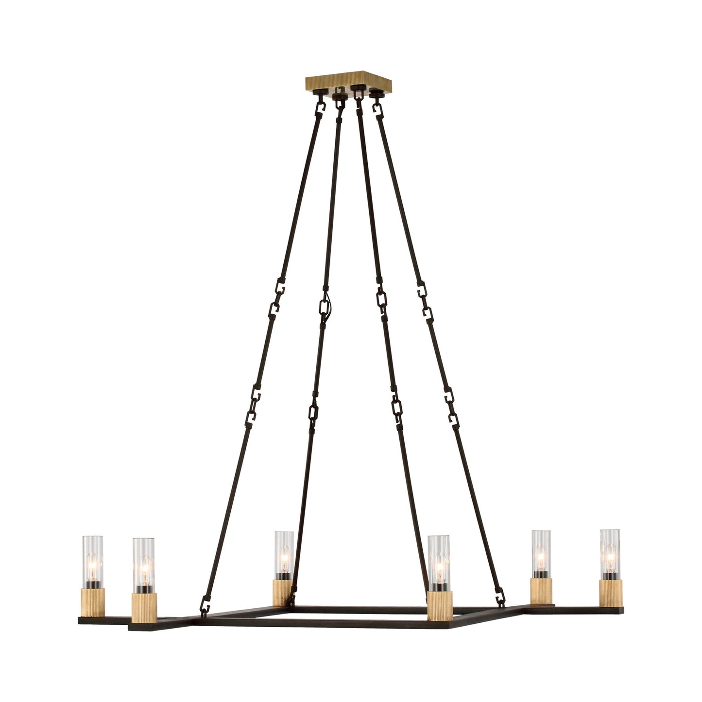 Beza Chandelier in Warm Iron/Antique Brass.