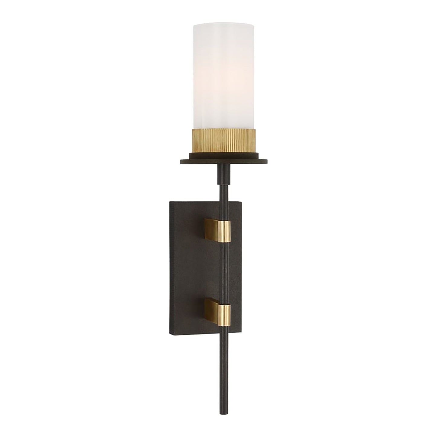 Beza Wall Light in Warm Iron and Antique Brass (White/Large).