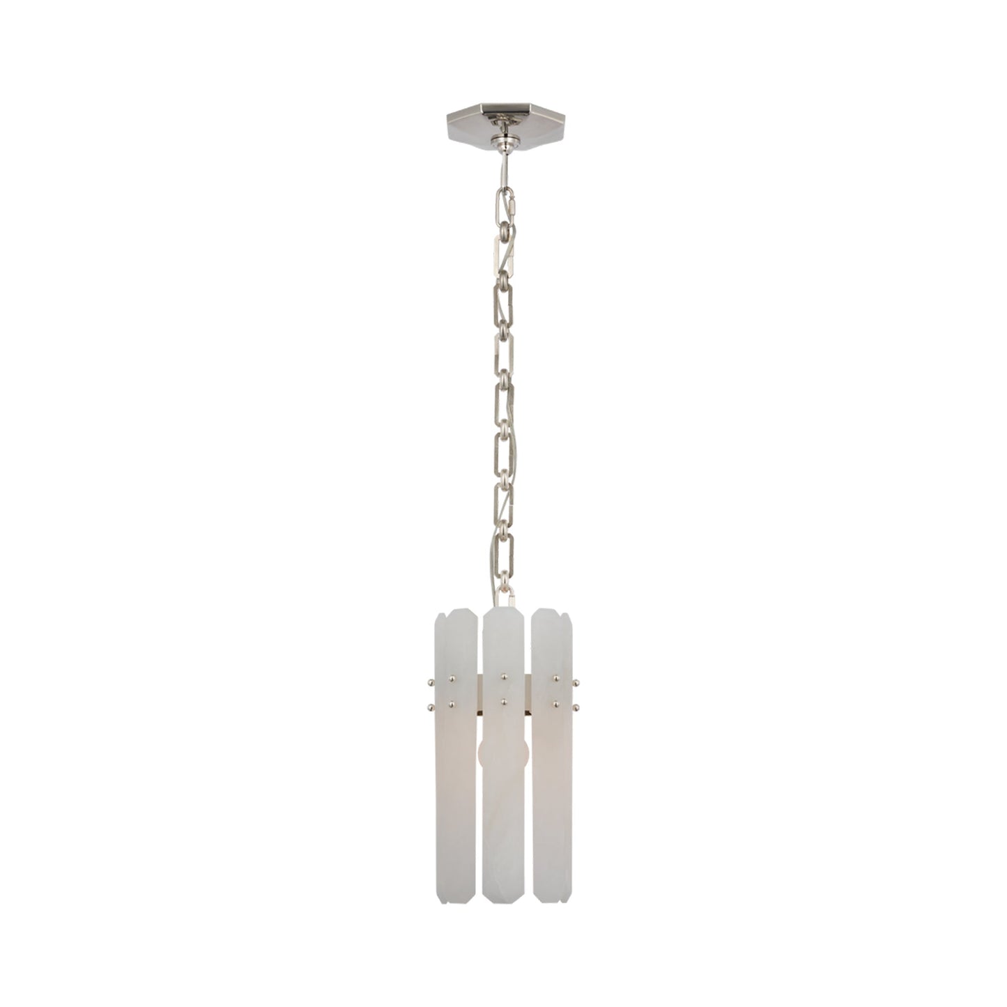 Bonnington Pendant Light in Polished Nickel/Alabaster.