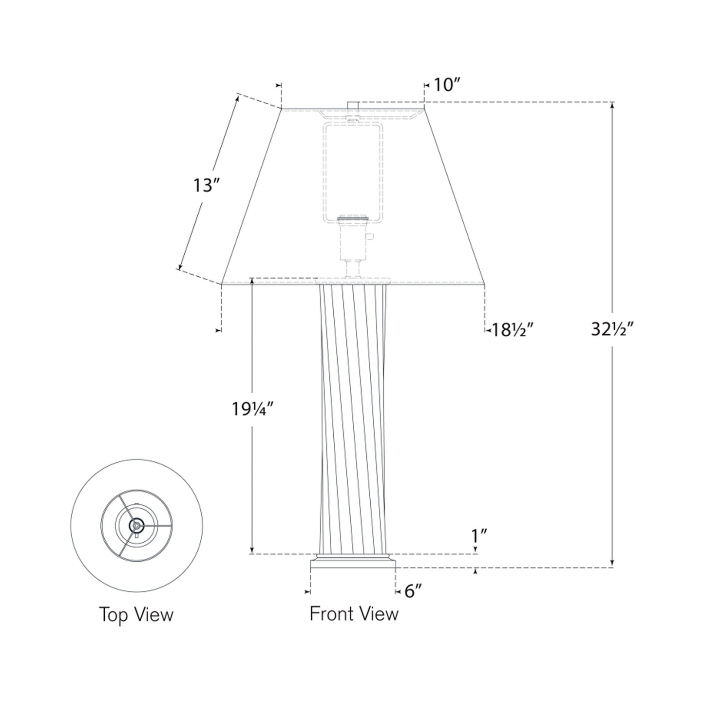 Bouquet Table Lamp - line drawing.