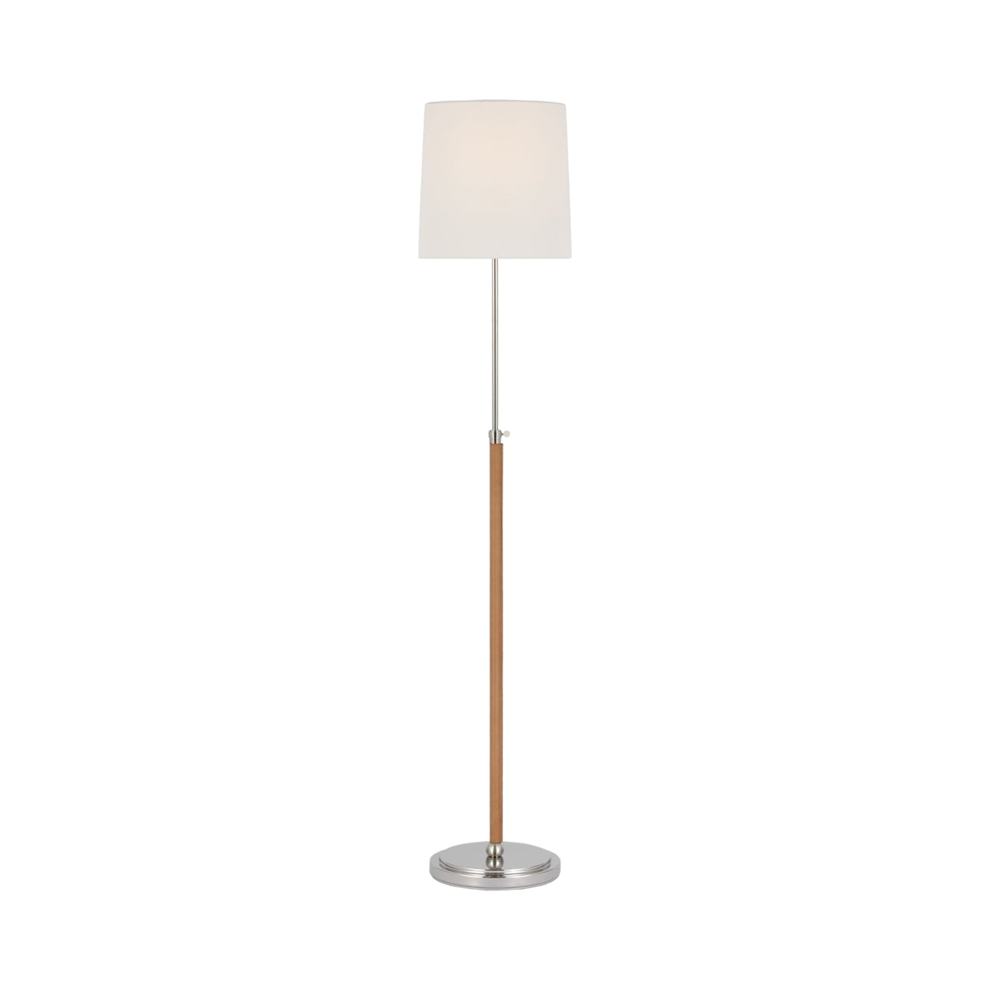 Bryant Floor Lamp in Polished Nickel/Natural Leather (Wrapped).