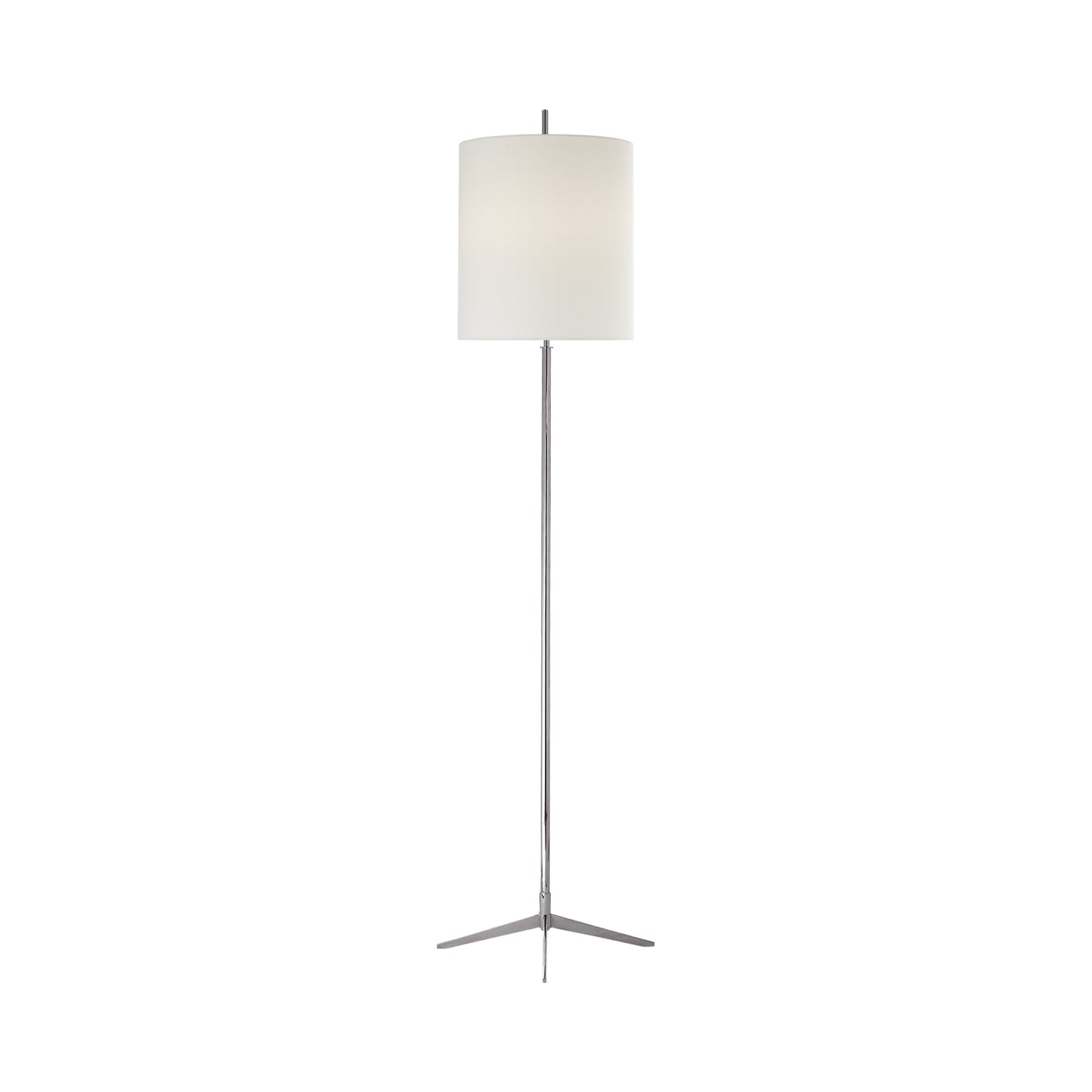 Caron Floor Lamp in Polished Nickel/Linen.