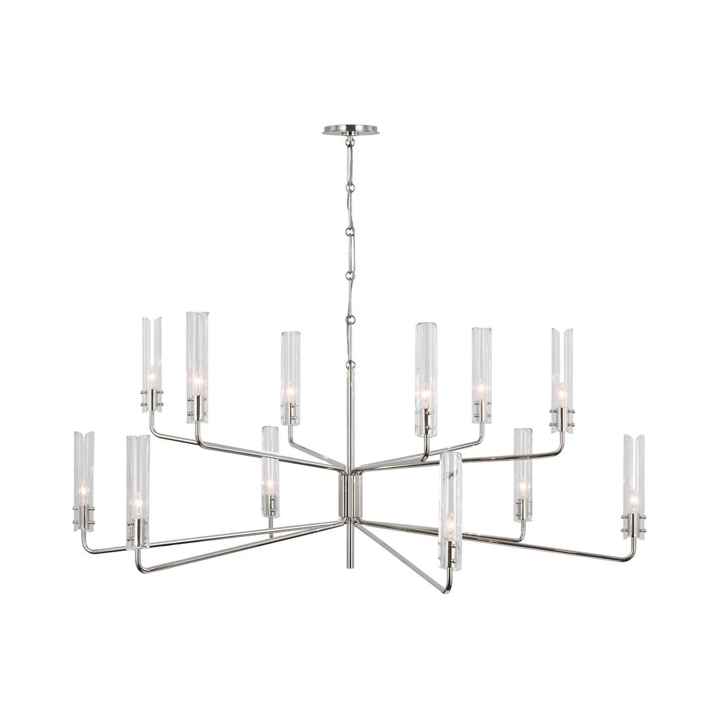 Casoria Two-Tier Chandelier in Polished Nickel (56.5-Inch).
