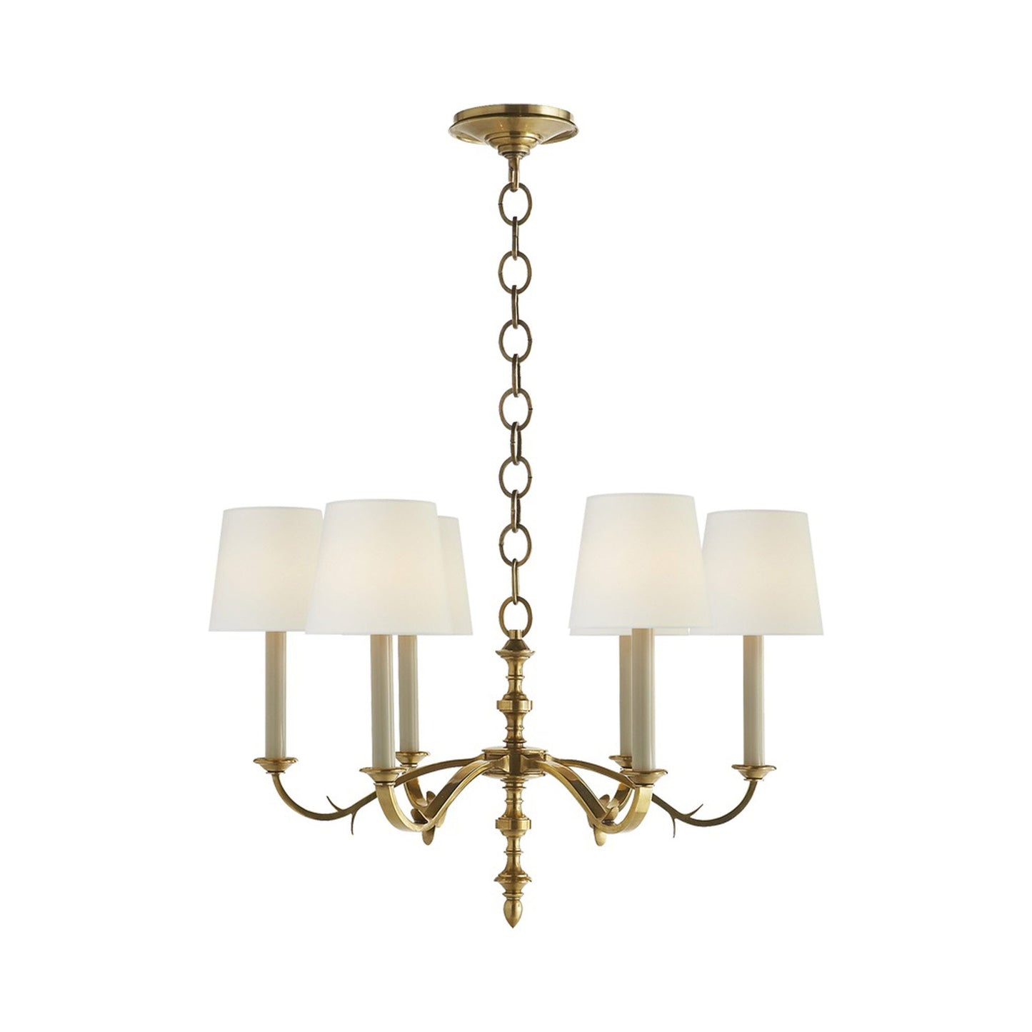 Channing Chandelier in Hand-Rubbed Antique Brass/Linen.