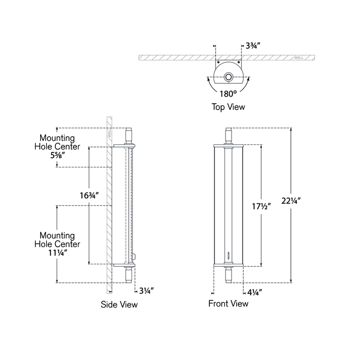 Cilindro Reflector LED Wall Light - line drawing.