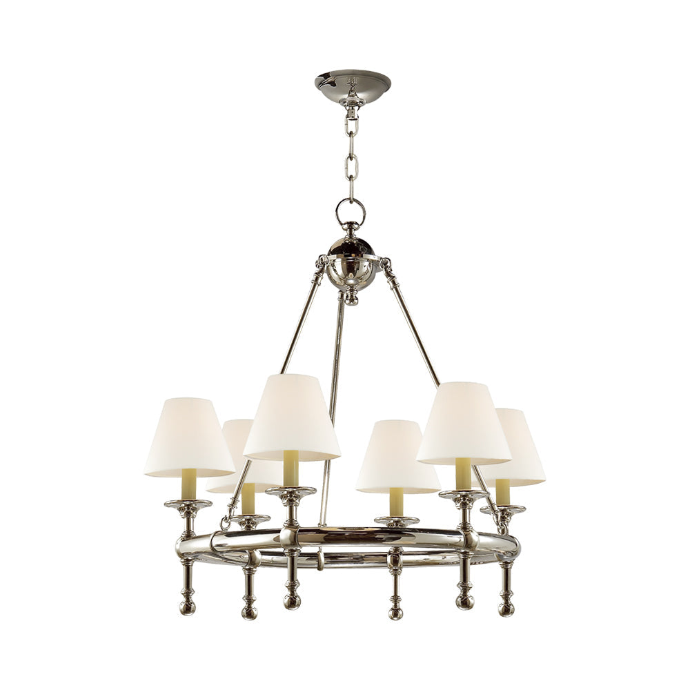 Classic Mini Ring Chandelier in Polished Nickel.
