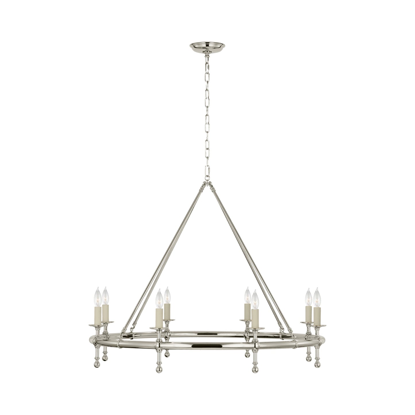 Classic Ring Chandelier in Polished Nickel (8-Light/No Shade).