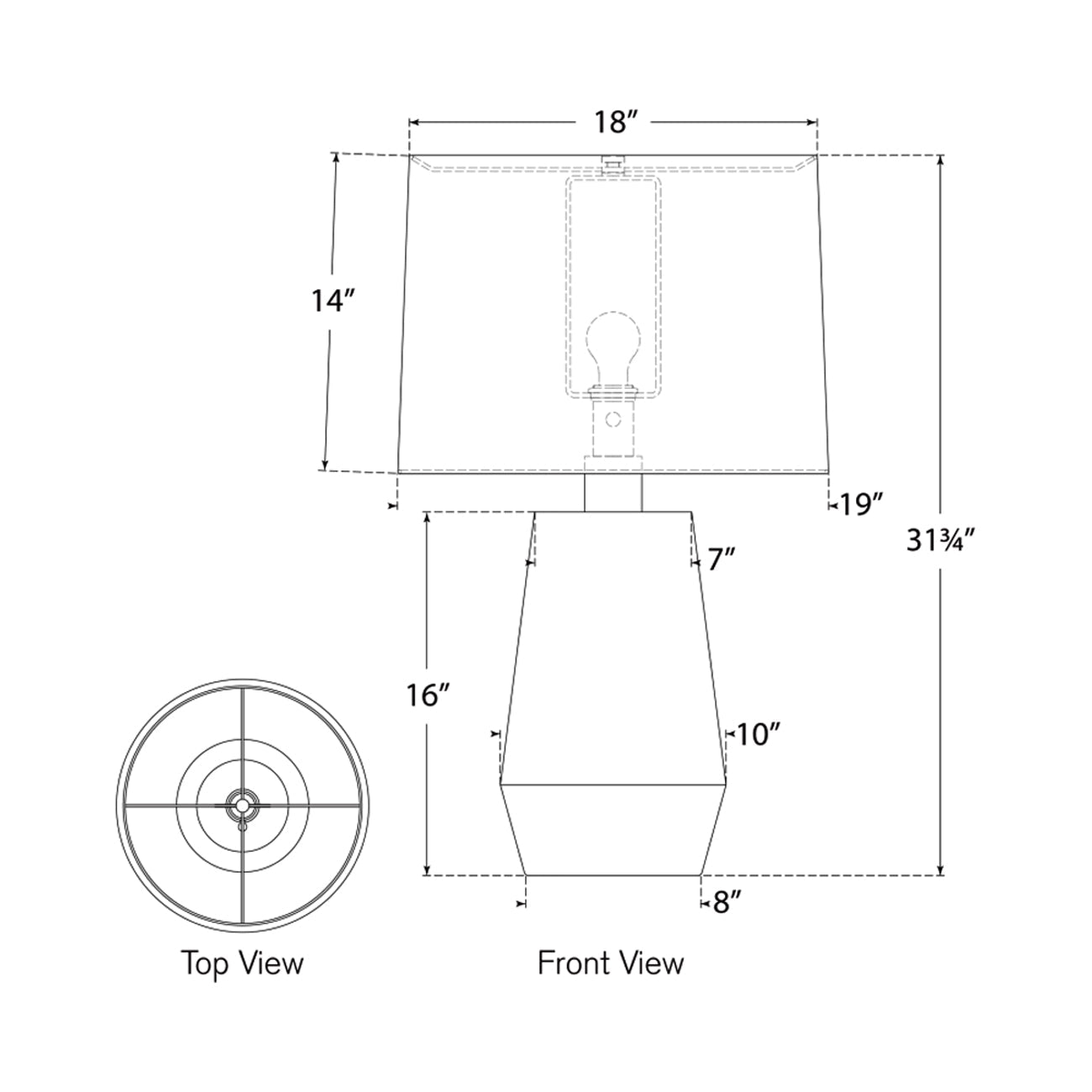 Corfu Table Lamp - line drawing.