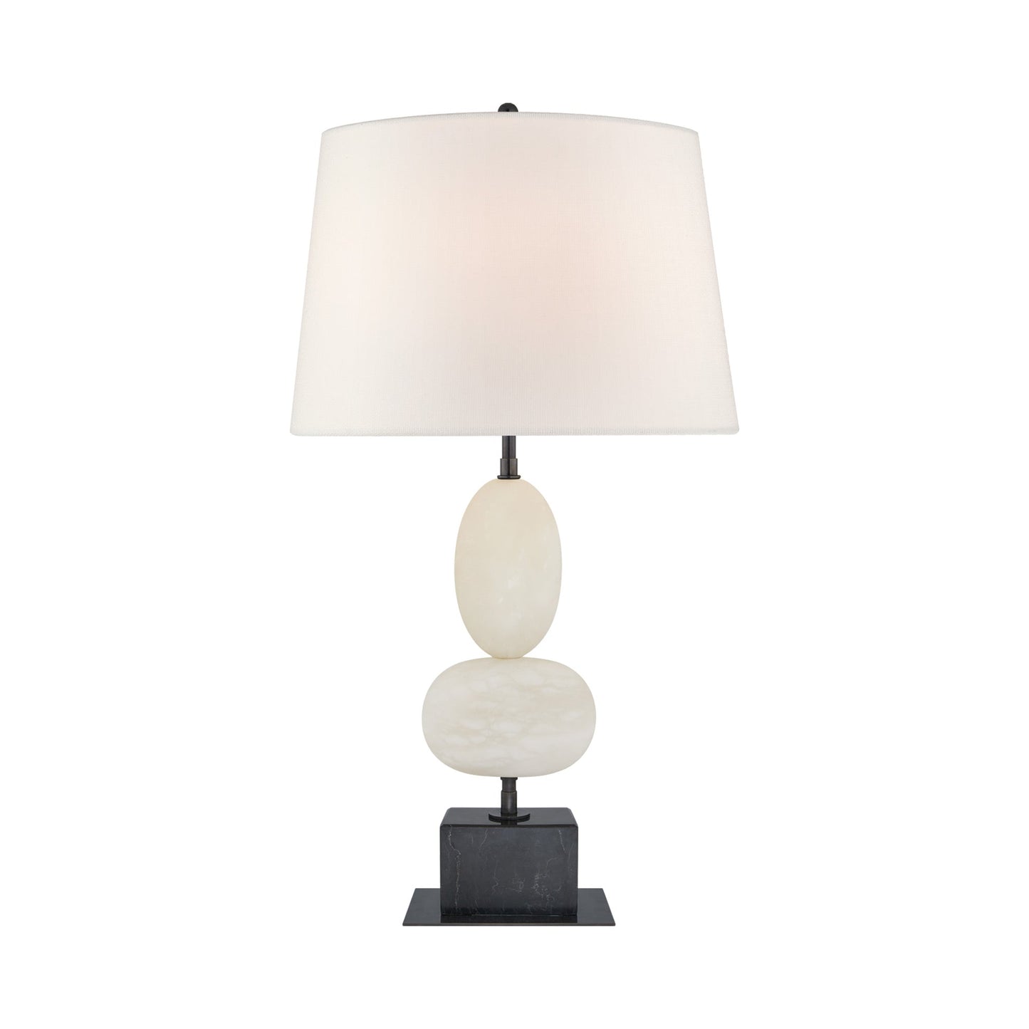 Dani LED Rechargeable Table Lamp in Alabaster/Black Marble.