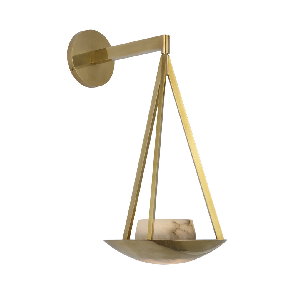 Divina Floating Bowl LED Wall Light in Soft Brass.