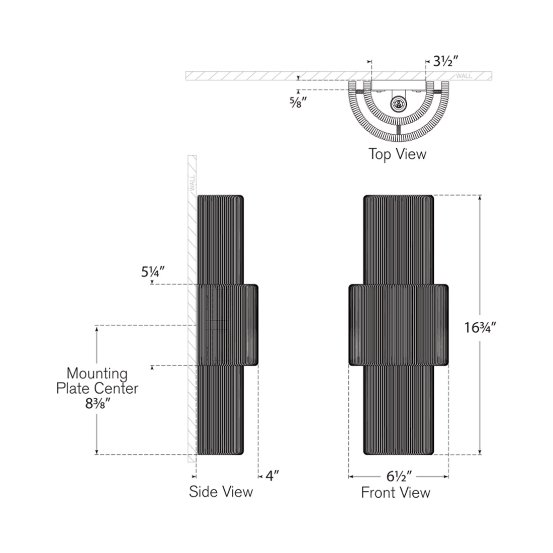 Dorado Wall Light - line drawing.