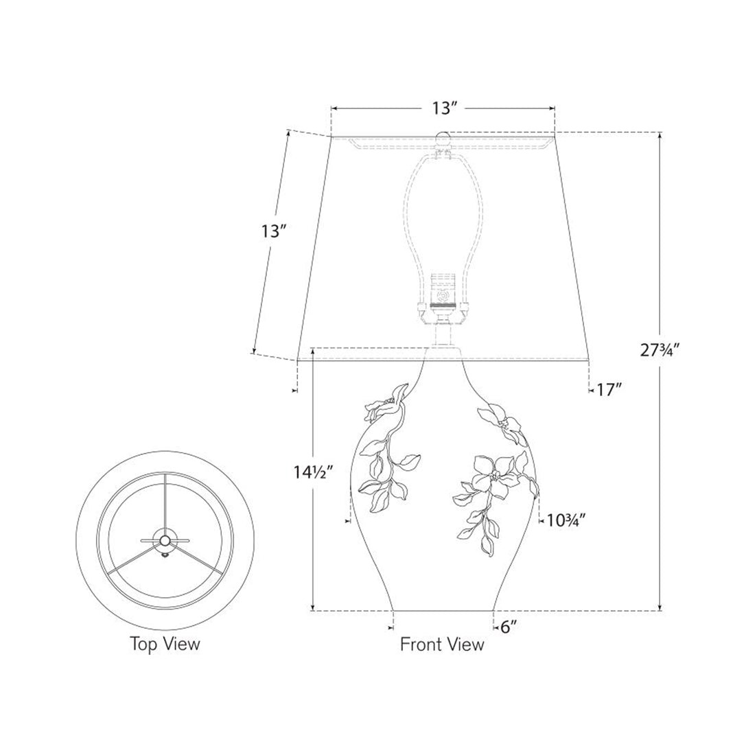 Elowen Table Lamp - line drawing.