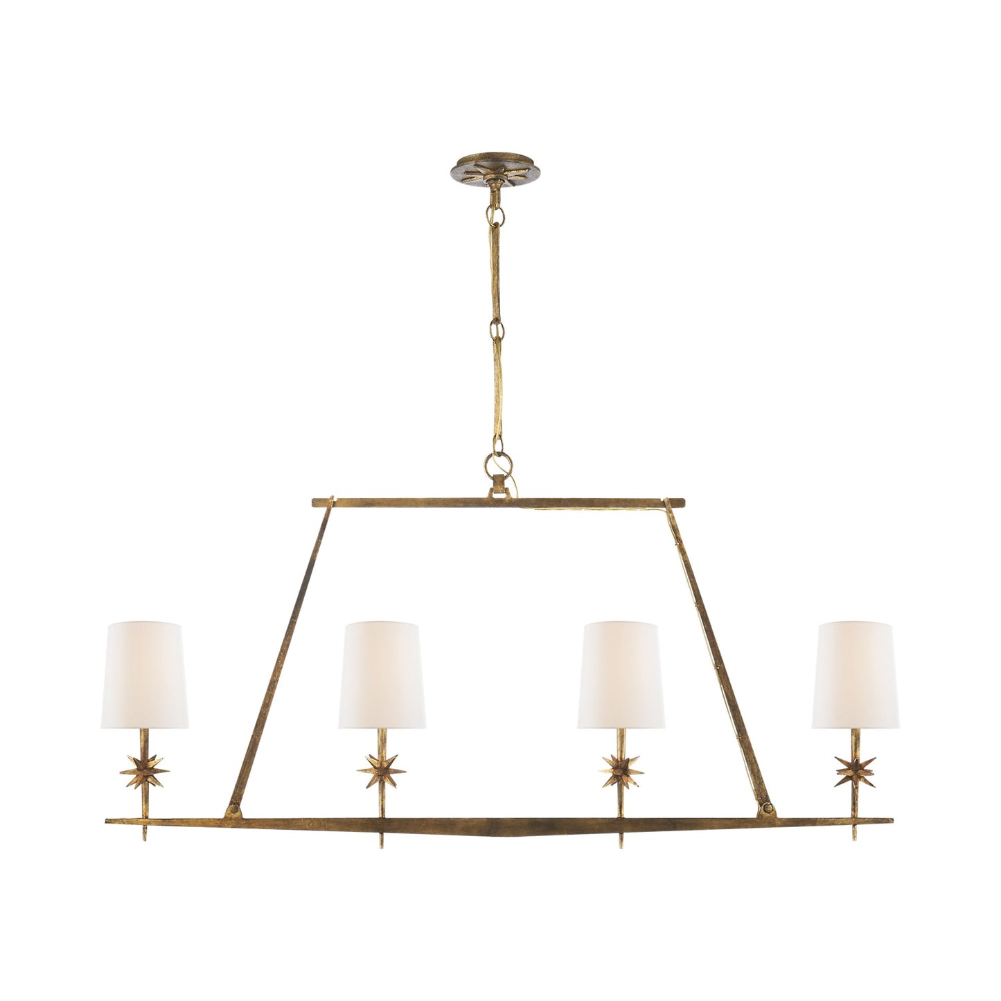 Etoile Linear Chandelier in Gilded Iron.
