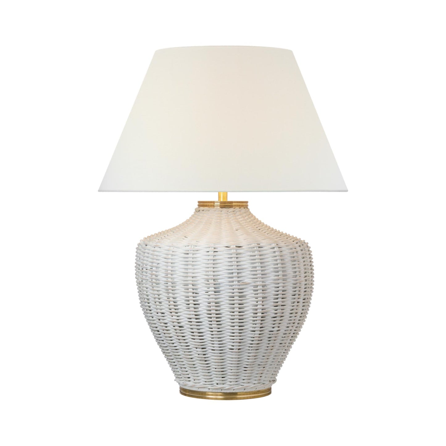 Evie Table Lamp in White Wicker.