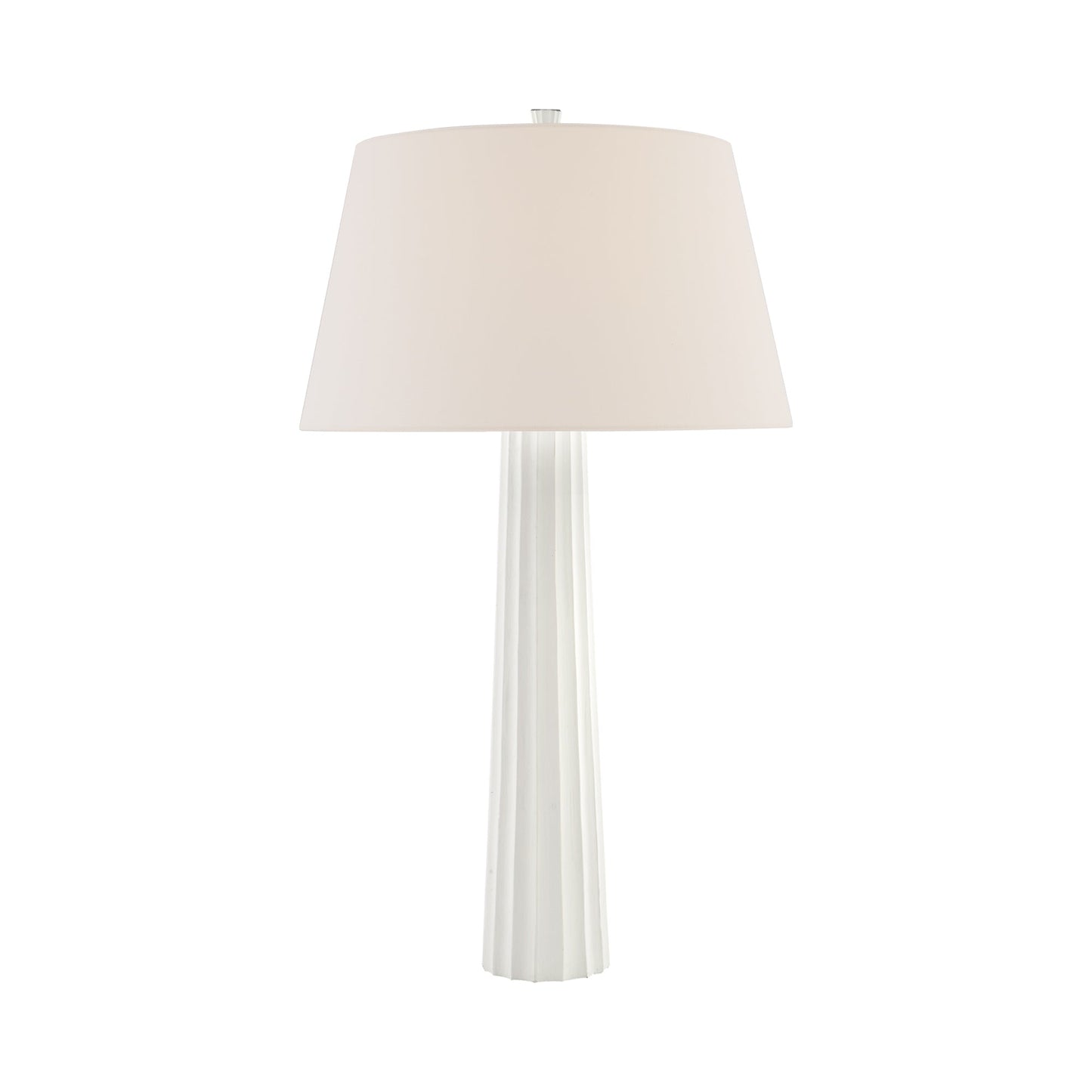 Fluted Spire LED Rechargeable Table Lamp in Plaster White.