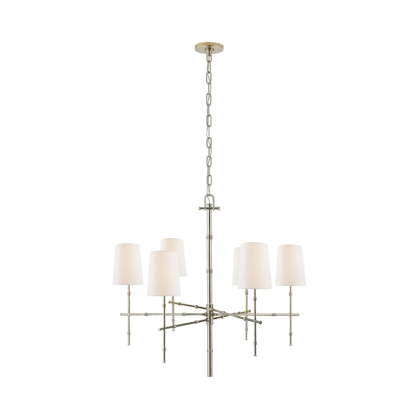 Grenol Modern Bamboo Chandelier in Polished Nickel (Linen).