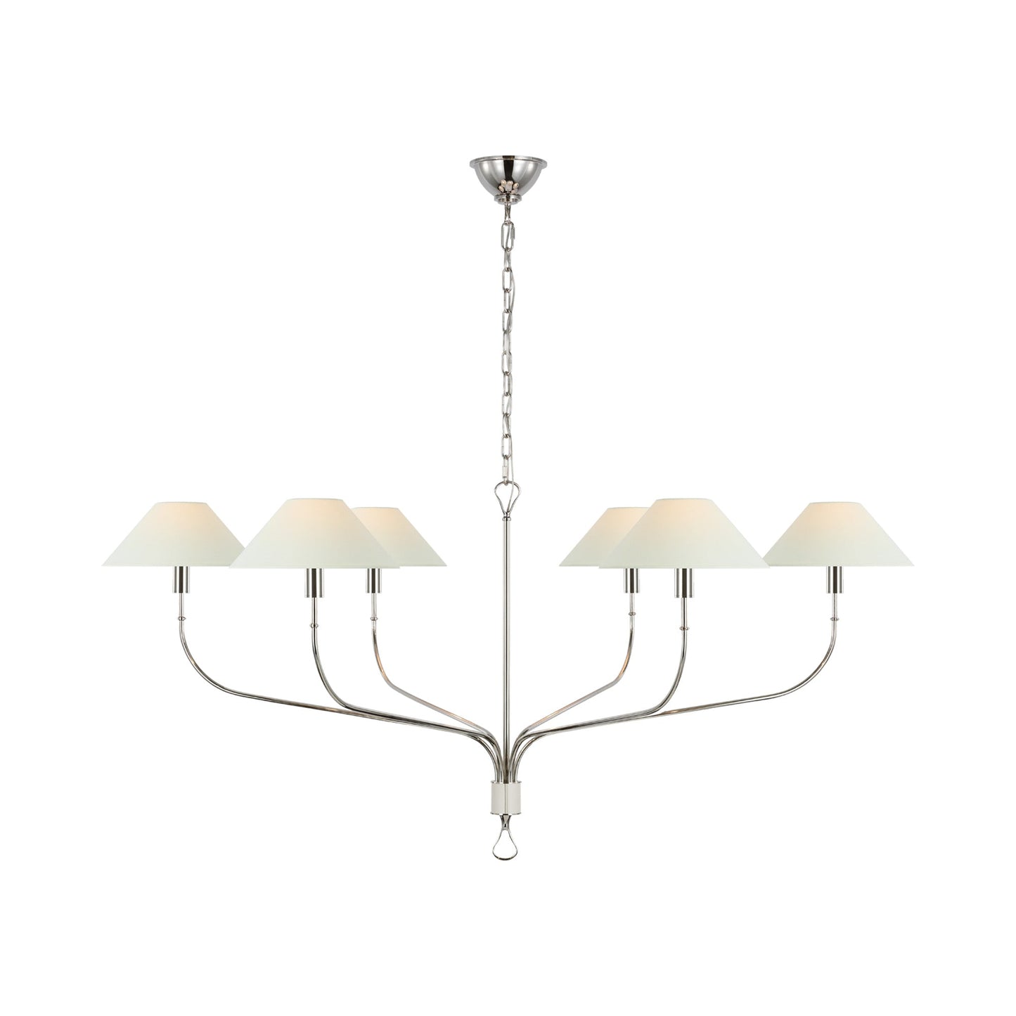 Griffin Chandelier in Polished Nickel and Parchment Leather (Grande).