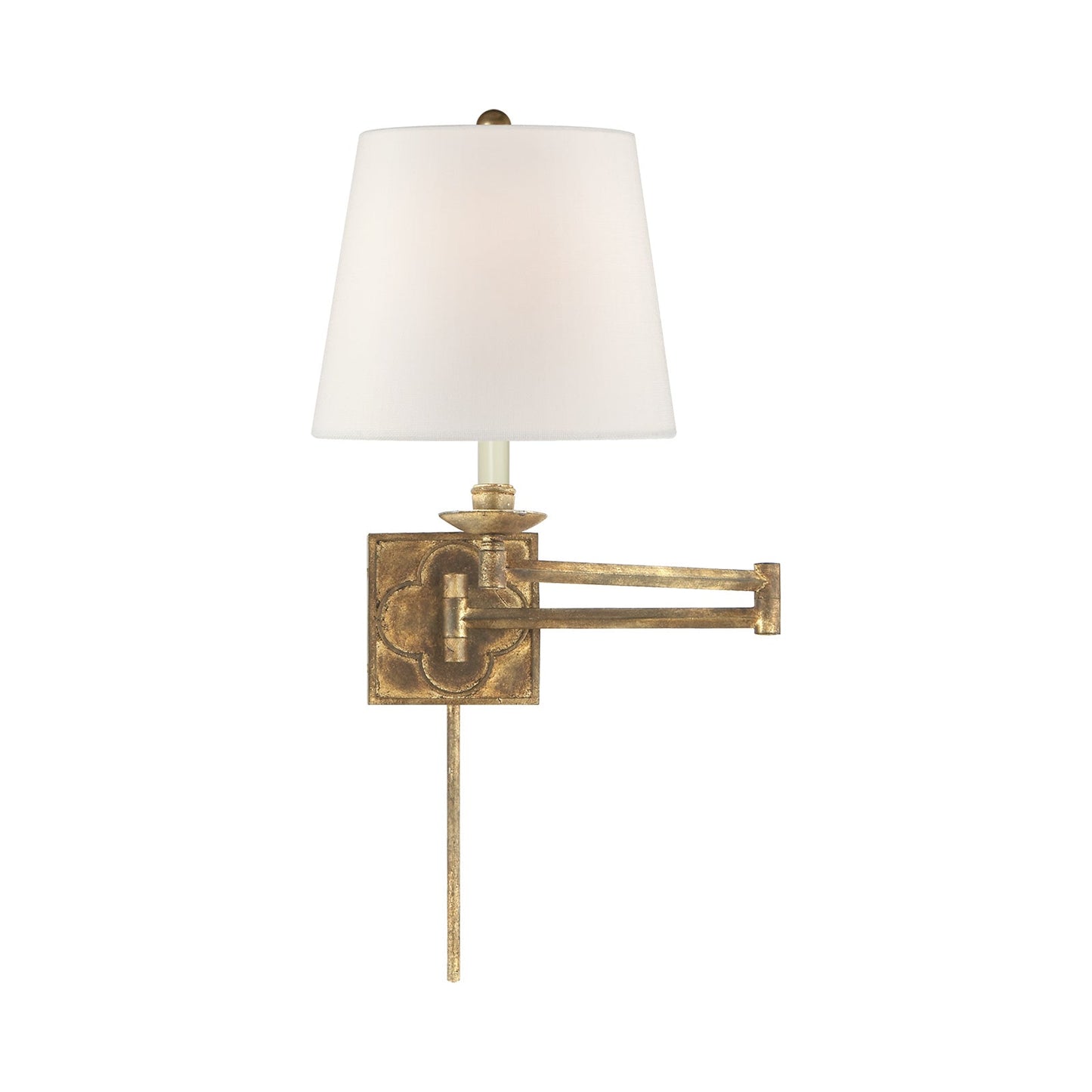 Griffith Swing Arm Wall Light in Gilded Iron (Linen).