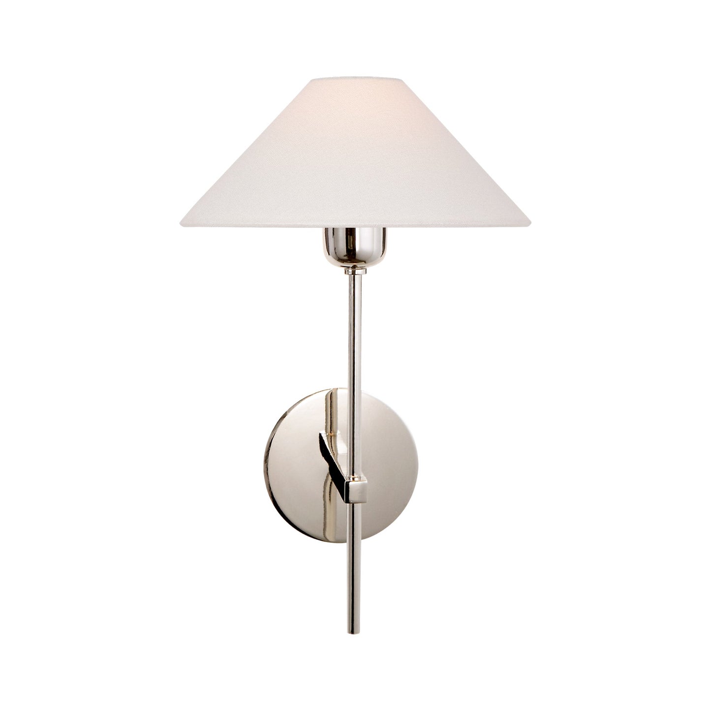 Hackney Wall Light in Polished Nickel.