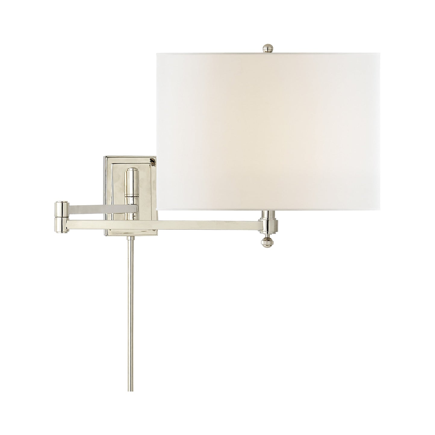 Hudson Swing Arm Wall Light in Polished Nickel (Linen).