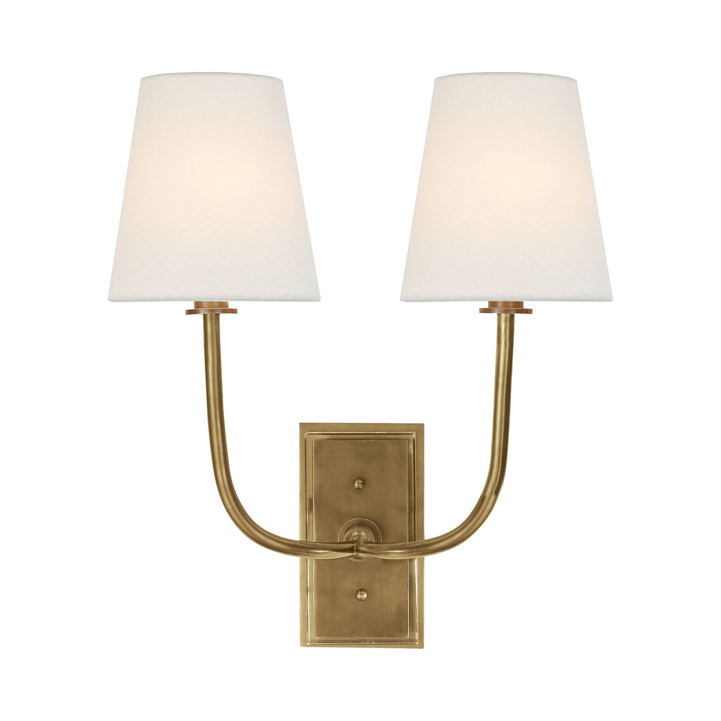 Hulton Wall Light in Hand-Rubbed Antique Brass (Linen/Large).