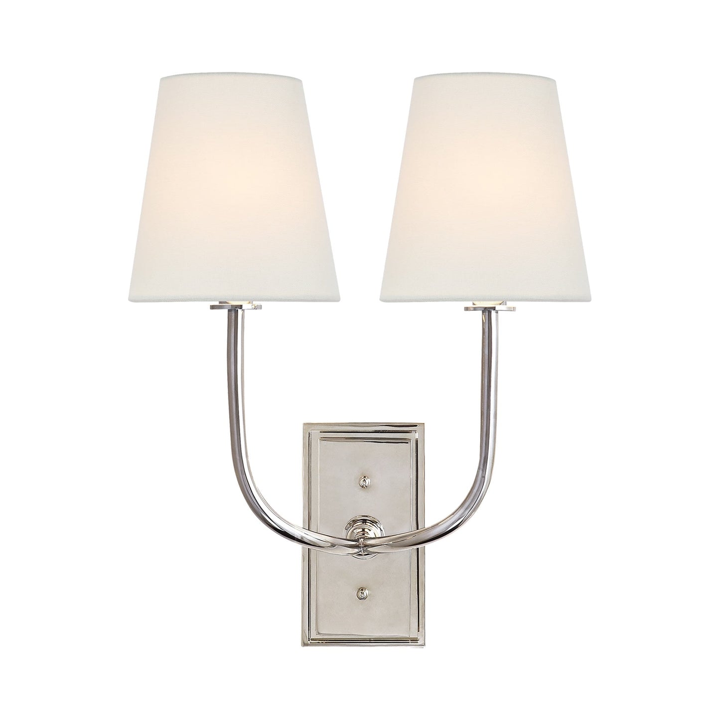 Hulton Wall Light in Polished Nickel (Linen/Large).