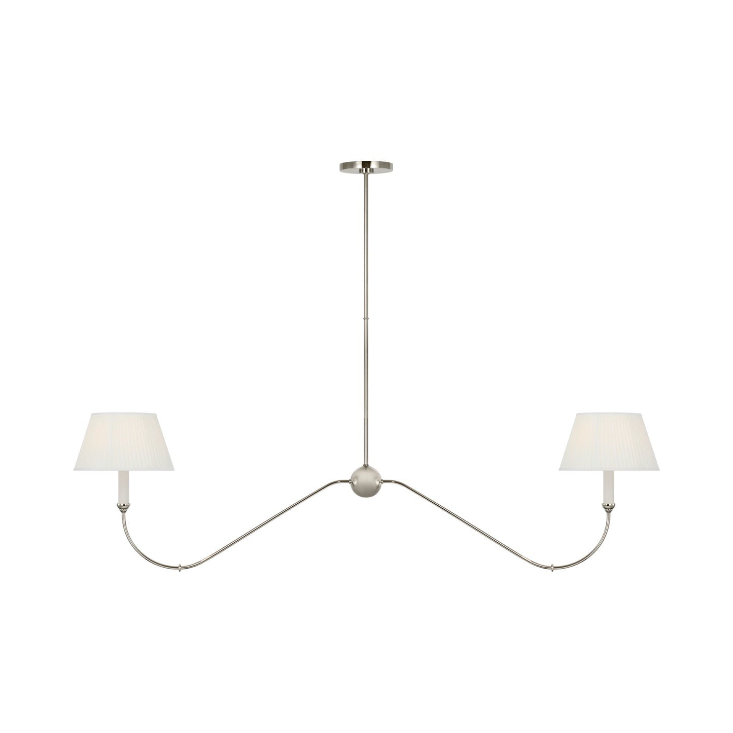 Ingela Linear Chandelier in Polished Nickel.