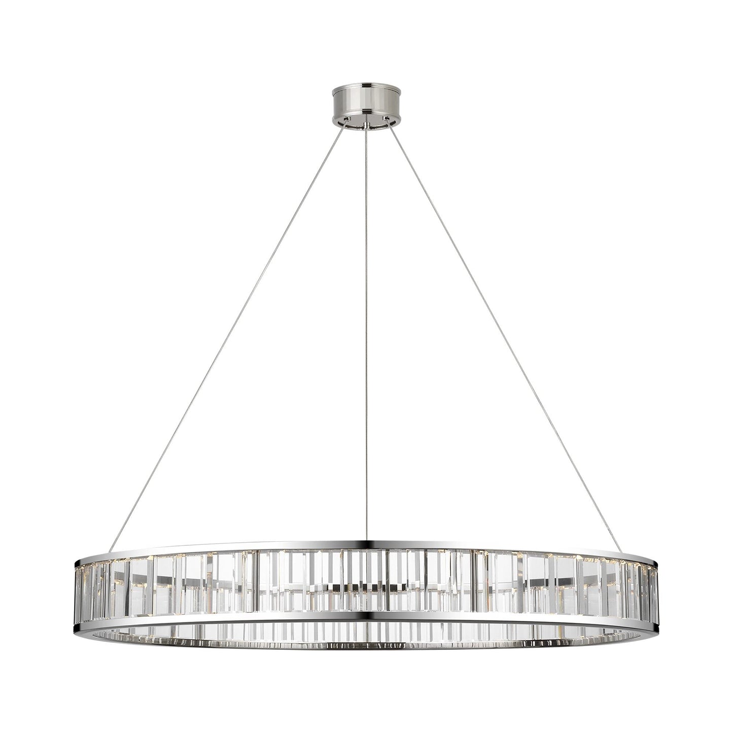 Iterna LED Ring Chandelier in Polished Nickel/Crystal (40-Inch).