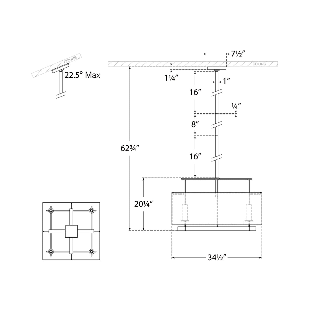 Jase Pendant Light- line drawing.